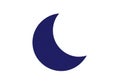 A simple illustration of a crescent moon is displayed, featuring a deep navy blue color against a Royalty Free Stock Photo