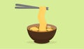 Simple illustration of delicious noodle on the bowl