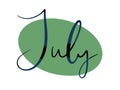 simple illustration design element lettering on green emerald background for calendar planner month july summer