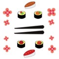 Simple illustration design of traditional japanese food set with local theme