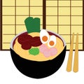 Simple illustration design of traditional japanese food set with local theme