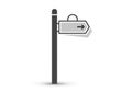 Simple illustration of a directional signpost against a white background. The sign features a black Royalty Free Stock Photo