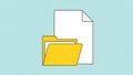 A simple illustration of a document and two folders on a light blue background Royalty Free Stock Photo