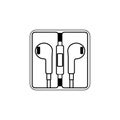 Simple illustration earphone outline icon stock vector. Isolated on white background. Royalty Free Stock Photo