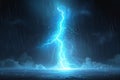 A simple illustration of an electric lightning bolt, with a blue glow on a white background, in a simple, minimalistic style. Royalty Free Stock Photo