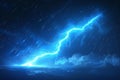 A simple illustration of an electric lightning bolt, with a blue glow on a white background, in a simple, minimalistic style. Royalty Free Stock Photo