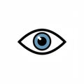 Simple illustration of an eye. Features a black outline with a blue iris and black pupil. Th Royalty Free Stock Photo