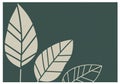 Simple illustration featuring three stylized leaves against a dark green background. Royalty Free Stock Photo