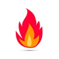 Simple illustration of fire in flat style. Flame icon. Vector illustrator. Royalty Free Stock Photo