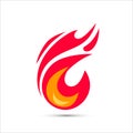 Simple illustration of fire in flat style. Vector flame color icon. Royalty Free Stock Photo