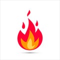 Simple illustration of fire. Vector icon of flame in cartoon flat style. Royalty Free Stock Photo