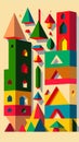 Handicrafts and household items color block flat illustration