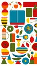 Handicrafts and household items color block flat illustration