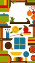 Handicrafts and household items color block flat illustration