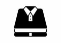 Folded shirt stack. Simple black and white illustration in perspective view. Royalty Free Stock Photo