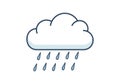 A simple illustration of a gray cloud with raindrops falling beneath Royalty Free Stock Photo
