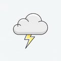 A simple illustration of a gray cloud with a yellow lightning bolt underneath. The cloud Royalty Free Stock Photo
