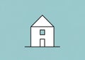Simple illustration of a house on a light blue background. The design features bold black lines Royalty Free Stock Photo