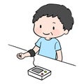 Simple illustration of a man checking pulse