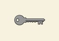 Simple illustration of a metallic key with a round head featuring a hole and a single-cut Royalty Free Stock Photo