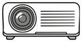 Simple illustration of a modern portable digital projector with a lens and ventilation Royalty Free Stock Photo