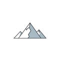 Peak is depicted with light blue shading and white snowcaps, Royalty Free Stock Photo