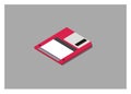 Old computer disk in isometric view. Simple flat illustration. Royalty Free Stock Photo