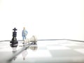 Simple illustration photo concept, 1 standing businessman mini figure toy help to winning war or Battle Small Magnetic Plastic che