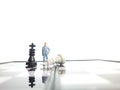 Simple illustration photo concept, 1 standing businessman mini figure toy help to winning war or Battle Small Magnetic Plastic che