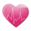 Simple Illustration Of On Pink Heart On A White Background - Healthy Heart Concept