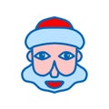 A simple illustration of Santa Claus. The face of Santa Claus. Icon, sticker with the image of the snow grandfather.