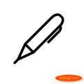 A simple illustration of a shadow casting line drawing a ballpoint pen with a clip, a flat line icon for a website, banner, poster