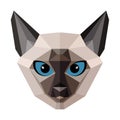 Simple Illustration of a siamese cat face over white background.