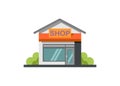 Small shop house building. Simple flat illustration.