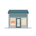 Illustration of a small store front with awning and large windows on a white background simple design Royalty Free Stock Photo