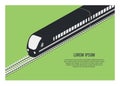 Silhouette of streamline passenger train. Simple illustration in isometric view.