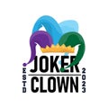 Simple illustration template jester hat logo minimalist joker clown design