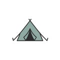Simple illustration of a tent, featuring a basic triangular shape with a light blue body Royalty Free Stock Photo