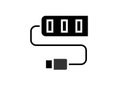 USB port hub. Simple illustration in black and white. Royalty Free Stock Photo