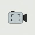 Simple illustration of a video camera icon. The design features a rectangular body with Royalty Free Stock Photo