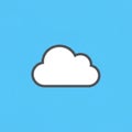 A simple illustration of a white cloud icon with a bold, dark outline set against a plain, bright Royalty Free Stock Photo