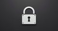A simple illustration of a white padlock on a dark gray background. The padlock feature Royalty Free Stock Photo