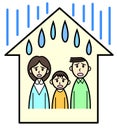 A family of three confused by leaking of rain