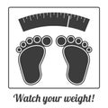 Simple ilustration of feet on weighing machine Royalty Free Stock Photo