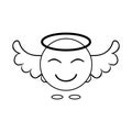 Simple image of an angel smiley with wings. Linear icon. Vector graphics Royalty Free Stock Photo