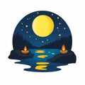 moonlit night during Diwali. flar vector Royalty Free Stock Photo