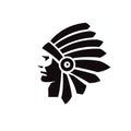 Simple indian chief head silhouette vector