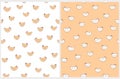 Cute Easter Seamless Vector Pattern. Lovely White Hand Drawn Hens on a Pale Yellow Background.