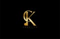 Simple initial CK monogram serif gold style logo