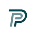 Simple initial letter p or pp logo